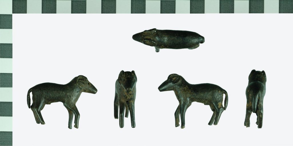 The ram figurine from Piercebridge. The ram was associated with the god Mercury, in his role as guardian of flocks and herds.